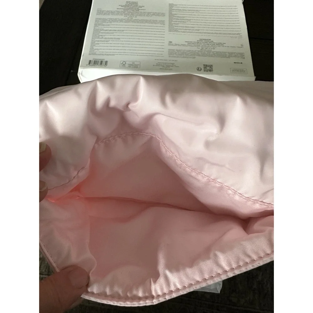Dior Pink Satin Padded silver CD Logo Cosmetic Pouch / Clutch – New Without Tags